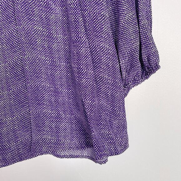 Joie Small S Purple Silk Textural Print Addie B Blouse Top VNeck 3/4 Sleeve - Picture 3 of 9